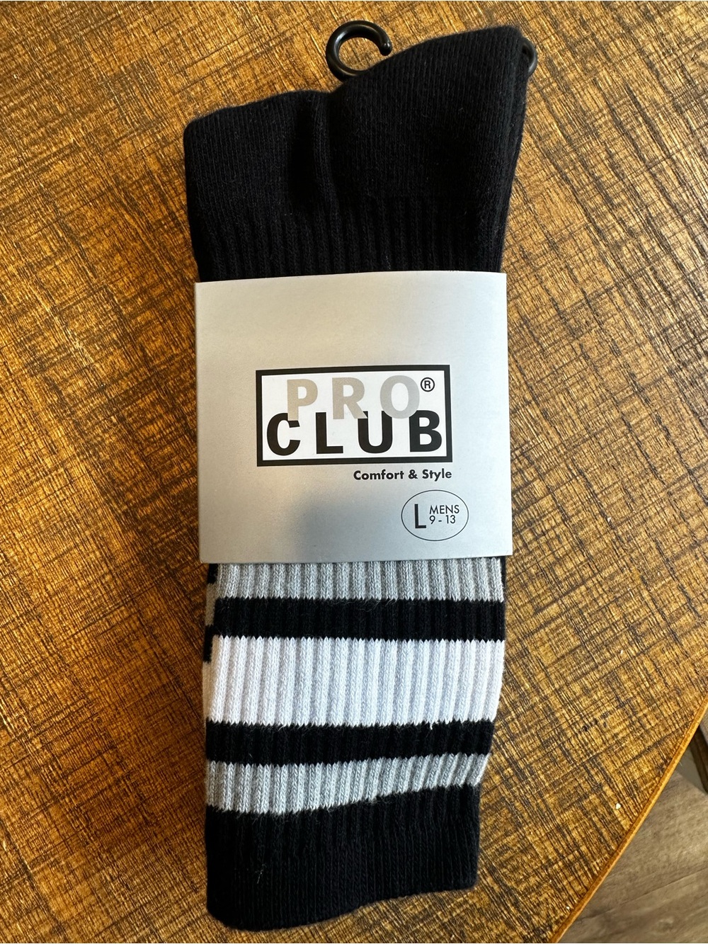 Pro Club Black & White Striped Crew Socks